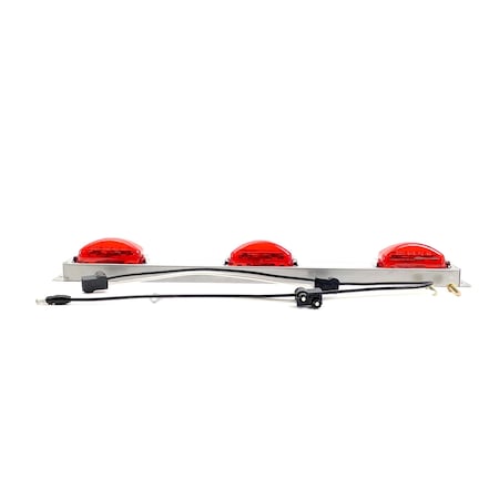 Truck-Lite 15 Series, Led, Identification Bar, Rectangular, Red, 3 Lights, 6in. Centers, Silver, 12V, Kit 15050R